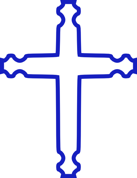 Blue Outlined Cross Clip Art - Clip Art (462x597)