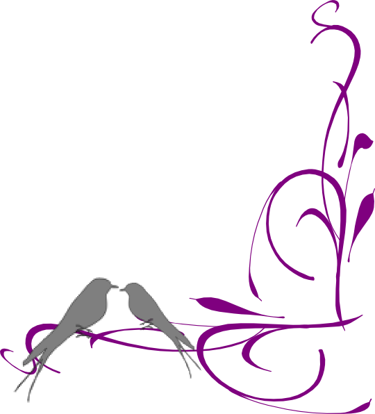 Floral Swirly Bird Bottom Corner Clip Art - Clip Art Bridal Shower Png (540x596)