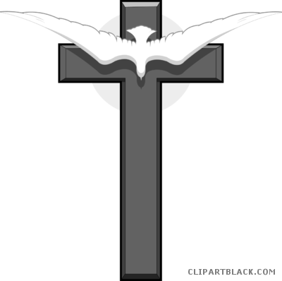 Cross Dove Animal Free Black White Clipart Images Clipartblack - Cross Clip Art (400x398)