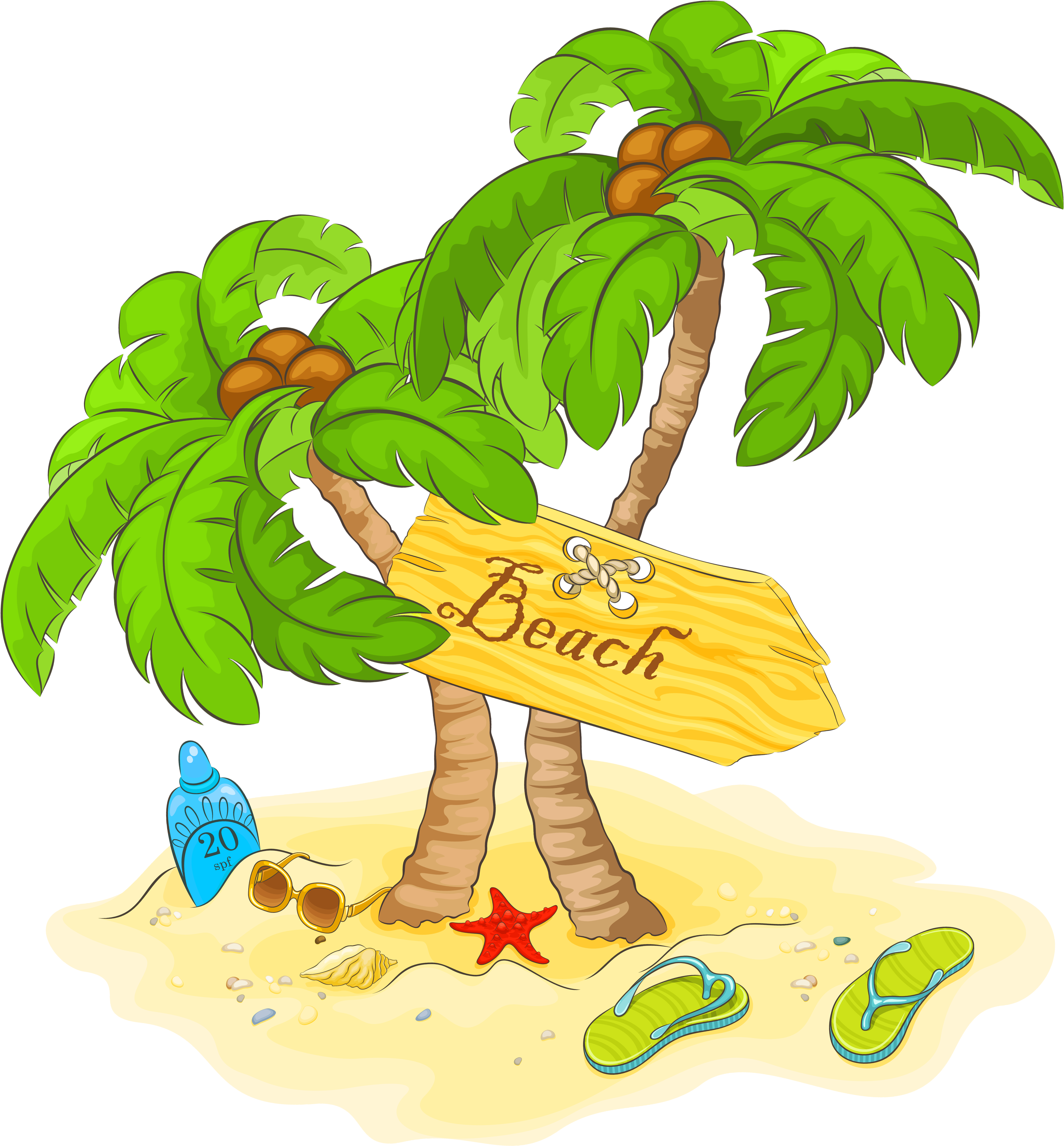 Transparent Beach Palm Decor Png Clipart - Beach Clipart (4408x4680)