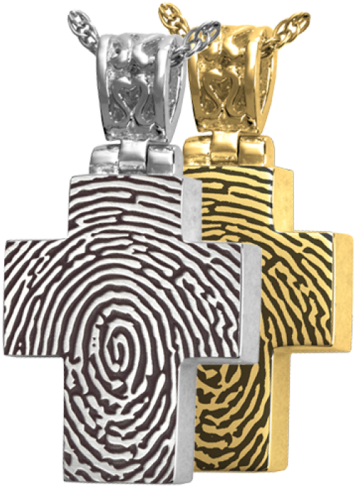 Fingerprint Cremation Jewelry Cross With Filigree Bail (700x700)