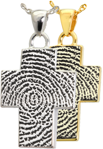 Wholesale B&b Cross Fingerprint Jewelry Shown In Silver - Fingerprint Classic Cross Stainless Cremation Pendant (500x500)
