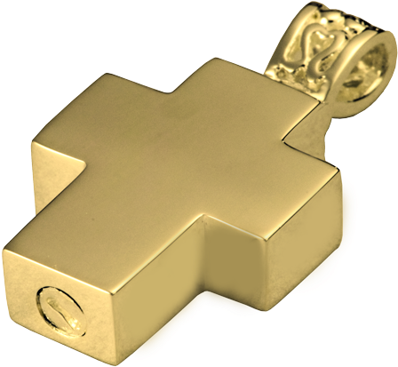 Urn Opening Shown On Base Of Cross With Filigree Bail - Cross With Filigree Bail Cremation Jewelry In 14kt (500x500)