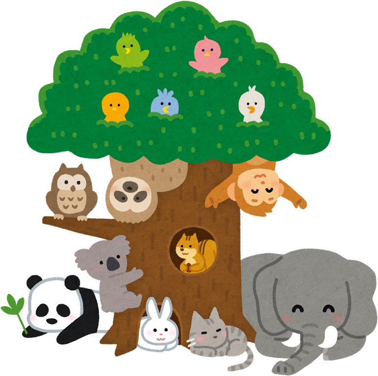 Tree Animals Group - いらすと や 動物 (800x800)
