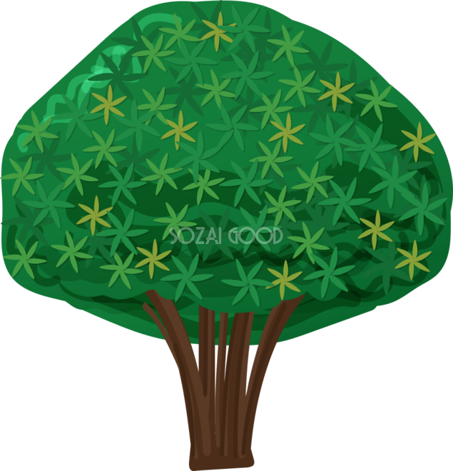 木 シンプルなつつじの木 無料イラスト82053 - Christmas Tree (635x660)