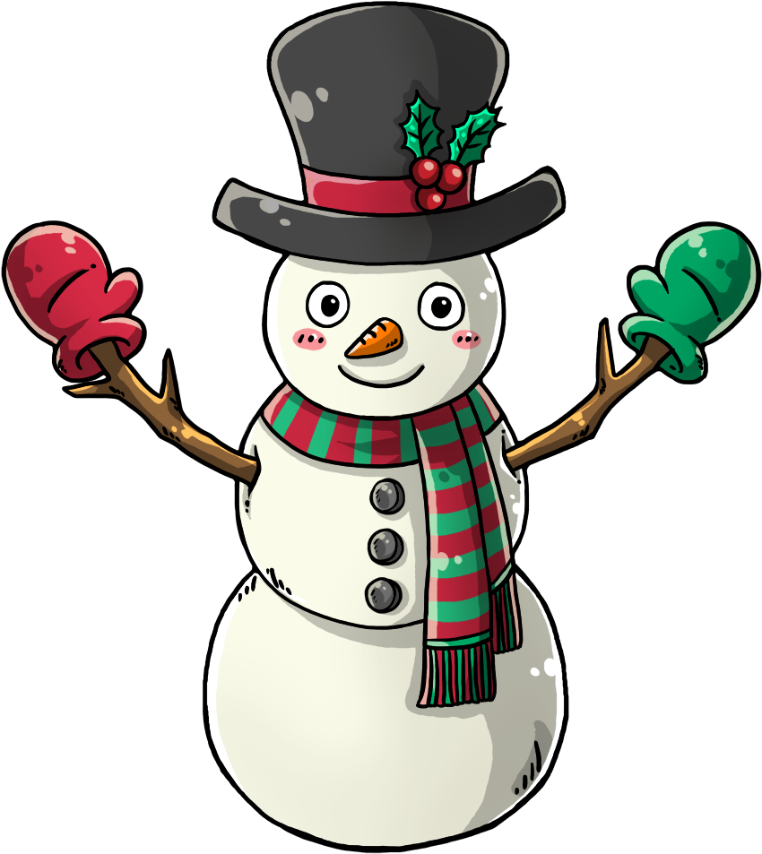 Cartoon Snowman Clipart - Cartoon Snowman Png (1000x1000)