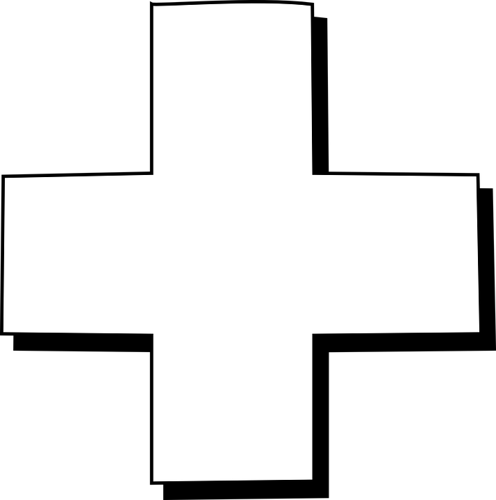Red Cross Clipart Black And White - White Cross Black Background (714x720)