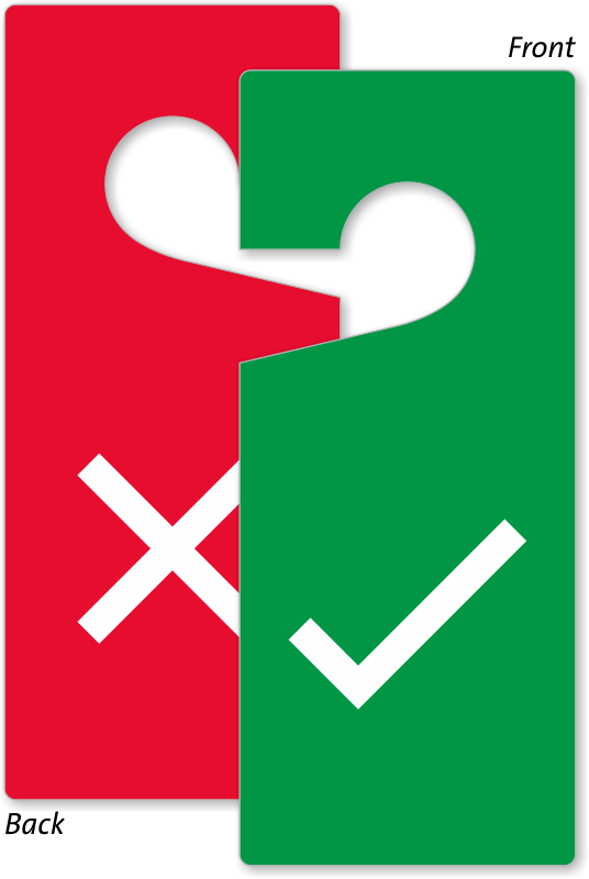 Tick And Cross Symbol Door Hang Tag - Ingles Silencio Por Favor (536x800)