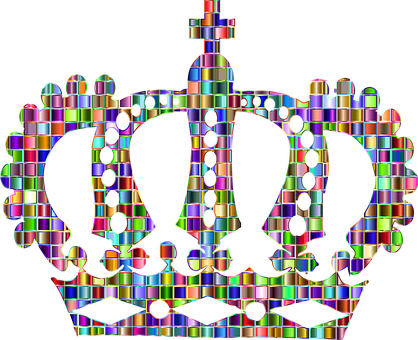 Colorful Prismatic Chromatic Rainbow Squar - Black And White Transparent Background Crown (418x340)