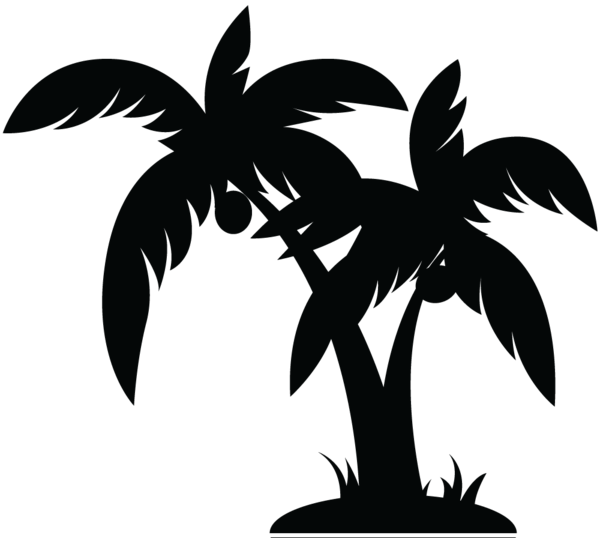 Palm Tree Clipart Black And White Free - Palm Trees Vector Png (600x538)