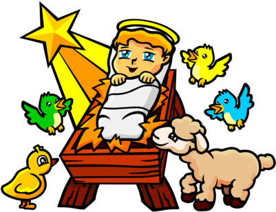 Baby Jesus With Birds And Lamb - Jesus (400x379)
