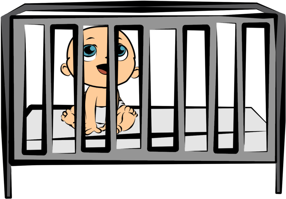Images For Clip Art Cot - Cartoon Baby In Crib (1024x1024)