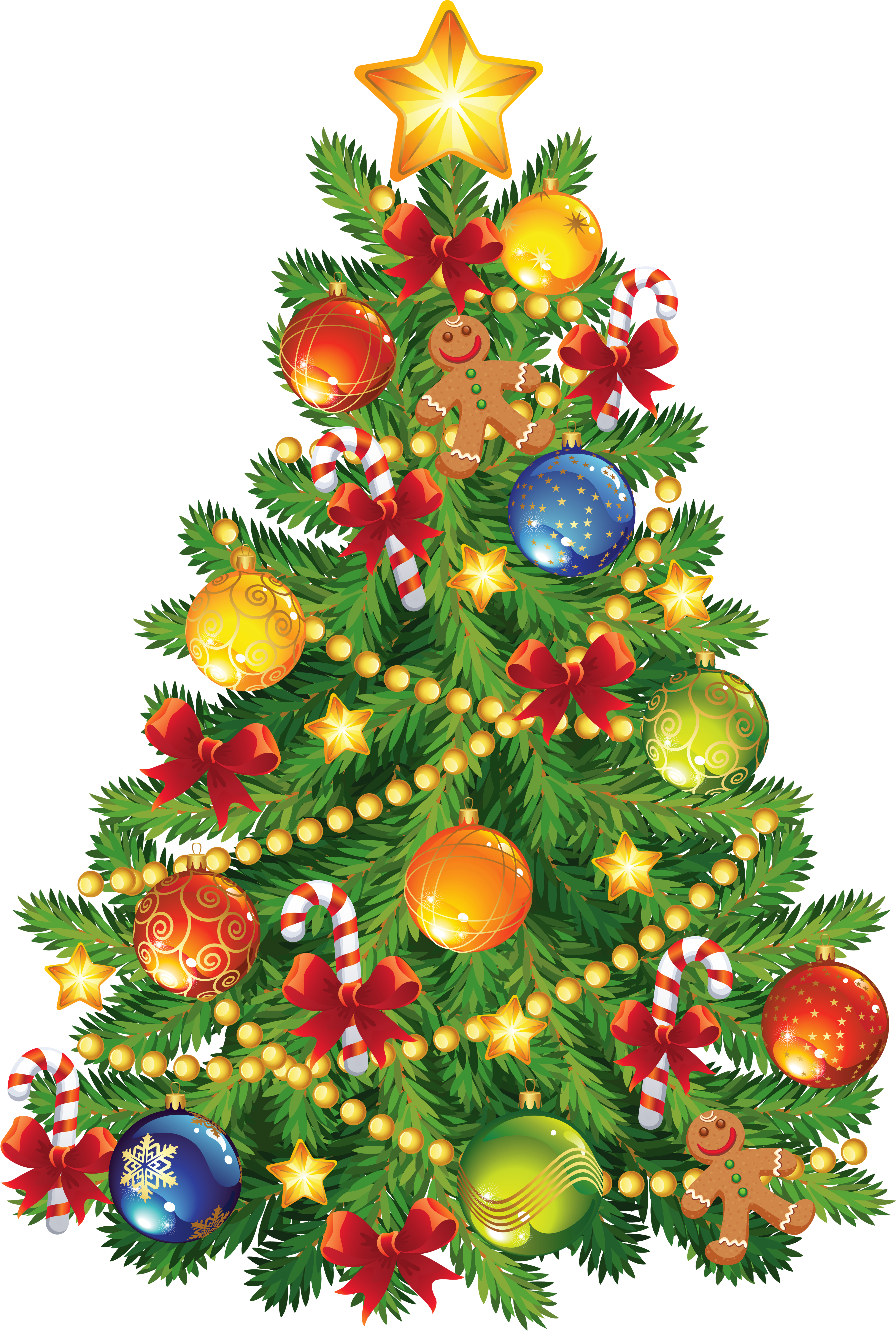 Large Transparent Christmas Tree With Gingerbread Ornament - Fisher-price Thomas The Train Trackmaster Holiday Cargo (4200x6198)