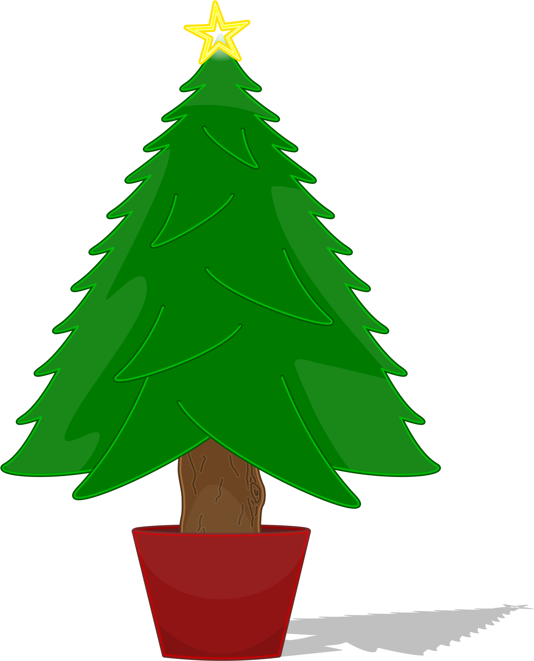 Fir Tree Clipart Tree Shadow - Christmas Tree Clip Art (2016x2400)
