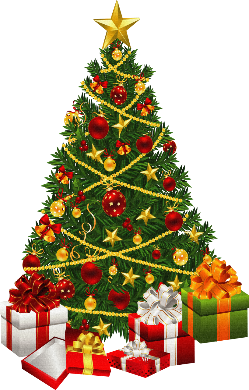 Clipart Of Christmas Tree With Presents Clip Art - Christmas Tree With Angel On Top (818x1280)