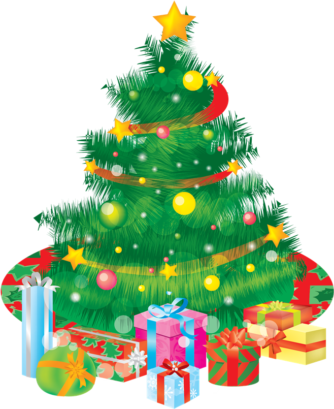 Christmas Tree With Presents Clipart - X Mas Tree Download (700x830)
