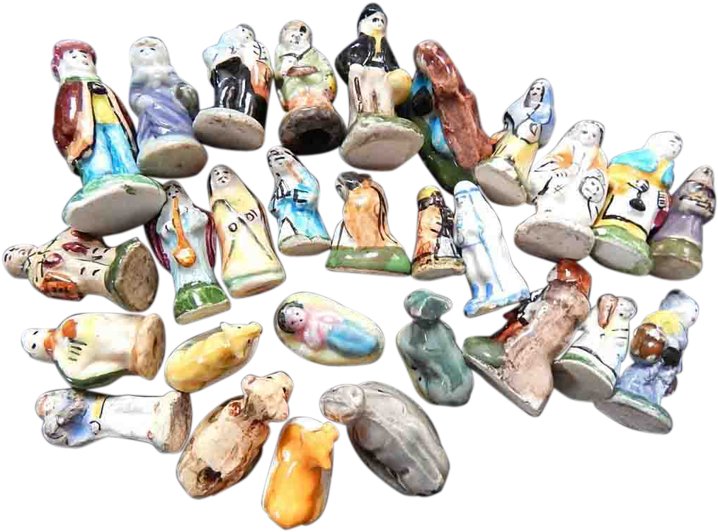 'feves' Tiny Miniature Nativity Scene In Porcelain - Egg Decorating (1013x1013)