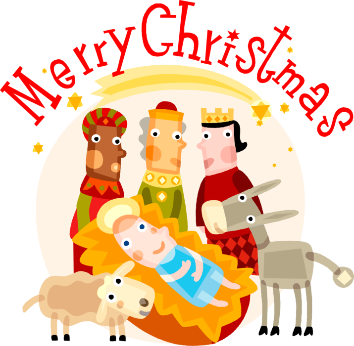 Vector Illustration Of Festive Season Christmas Nativity - Christmas Children's Time Church (715x700)