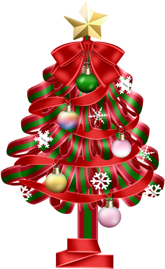 Transparent Red Christmas Deco Tree Clipart - Transparent Red Christmas Trees (627x984)