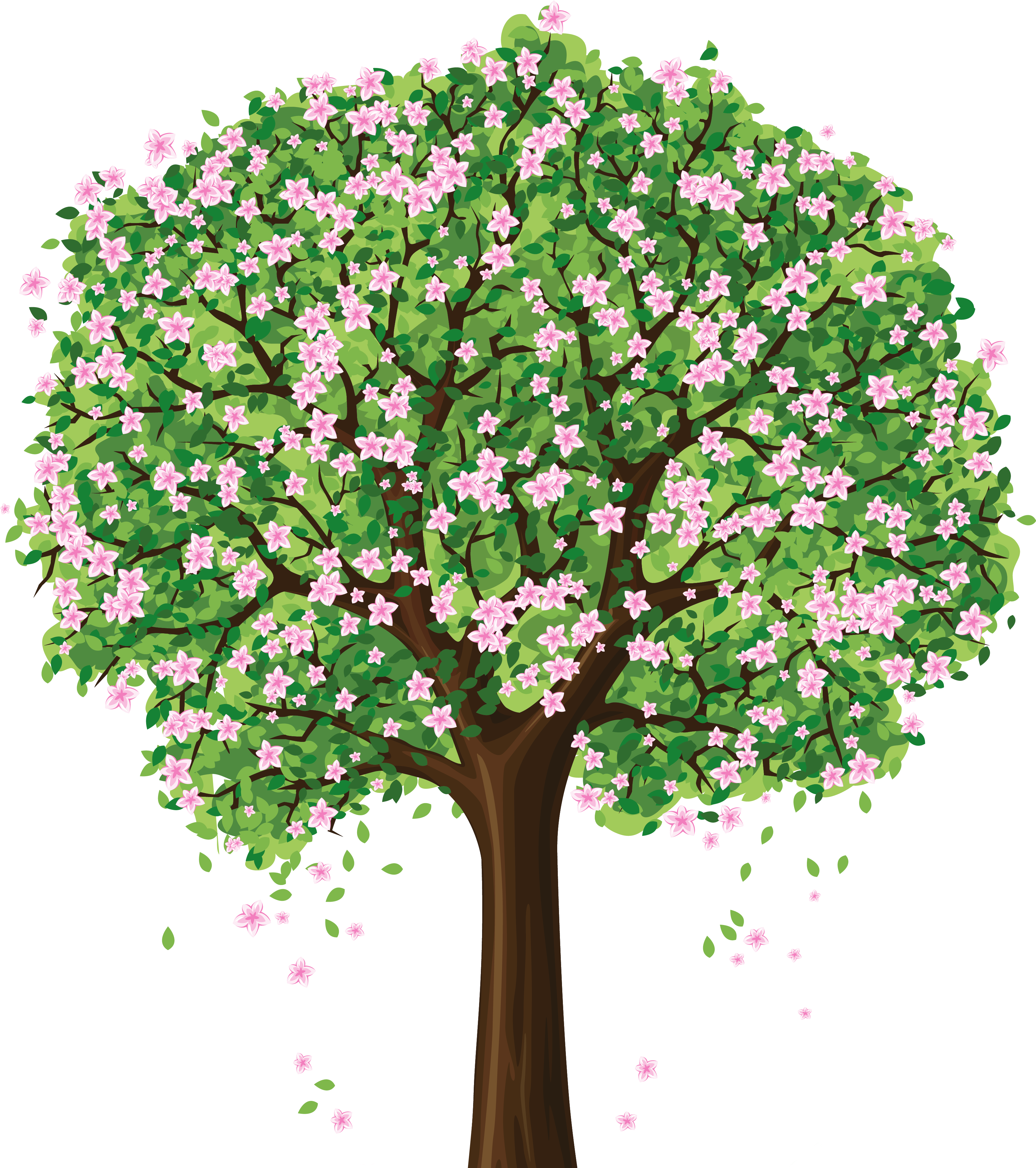 Download Fullsize - Cartoon Trees With Flowers (3520x3972)