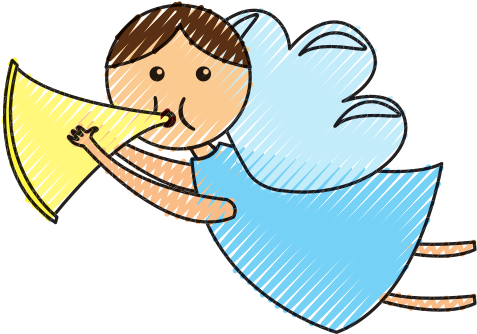 Cute Angel With Trumpet Manger Character - Angel Con Trompeta Vector (550x550)