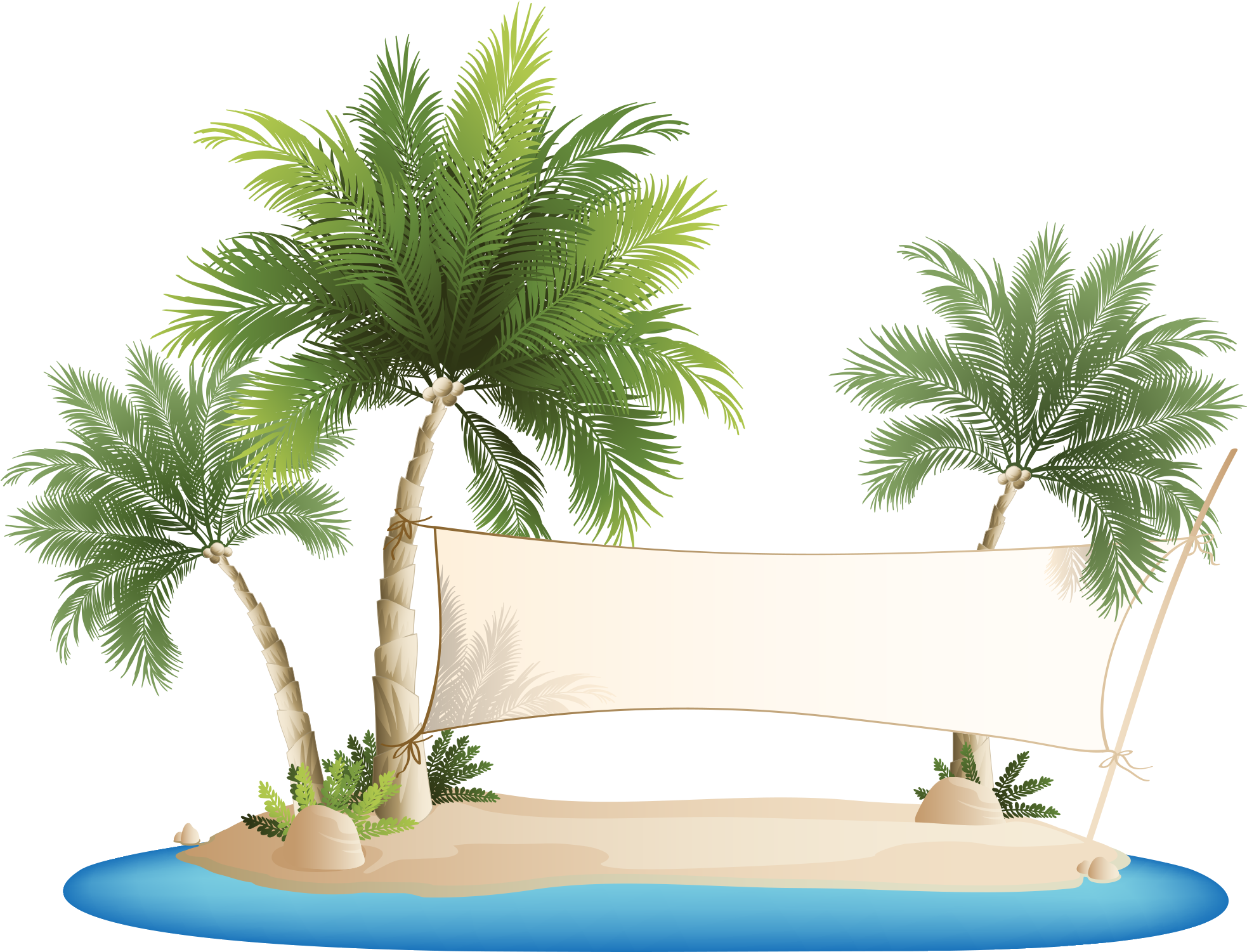 Palm Islands Beach Clip Art - Palm Tree Beach Clipart (2017x1550)