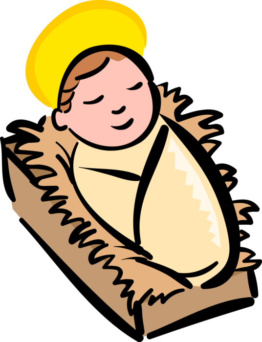 Vector Illustration Of Newborn Infant Baby Jesus Christ - Vector Illustration Of Newborn Infant Baby Jesus Christ (536x700)