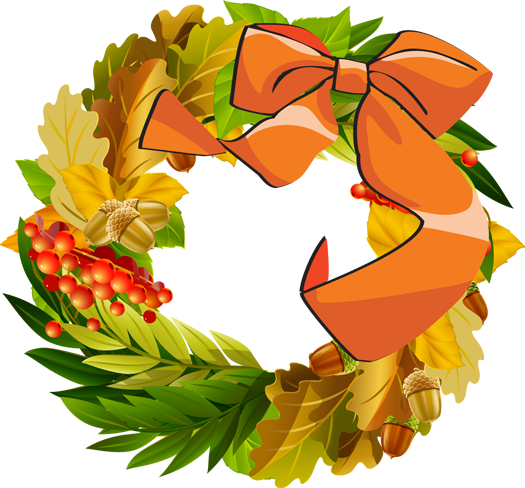 Fall - Clipart - Fall Wreath Clipart Free (525x488)
