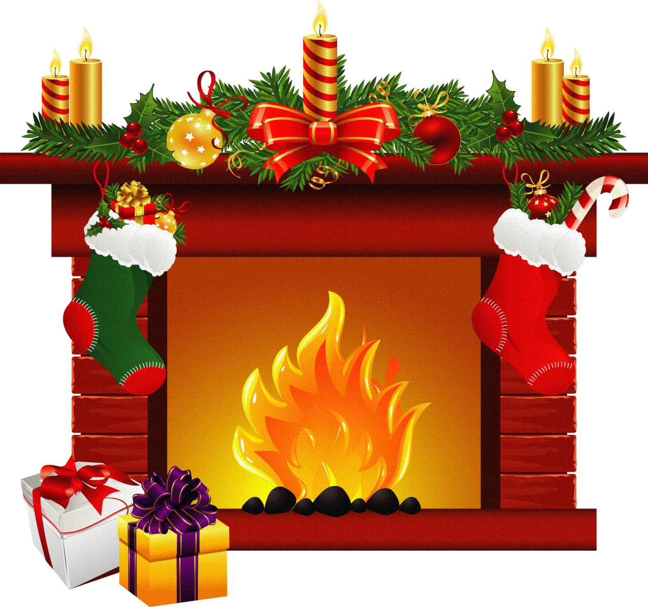 Fireplace Clipart - Christmas Fireplace Clipart (1280x1199)