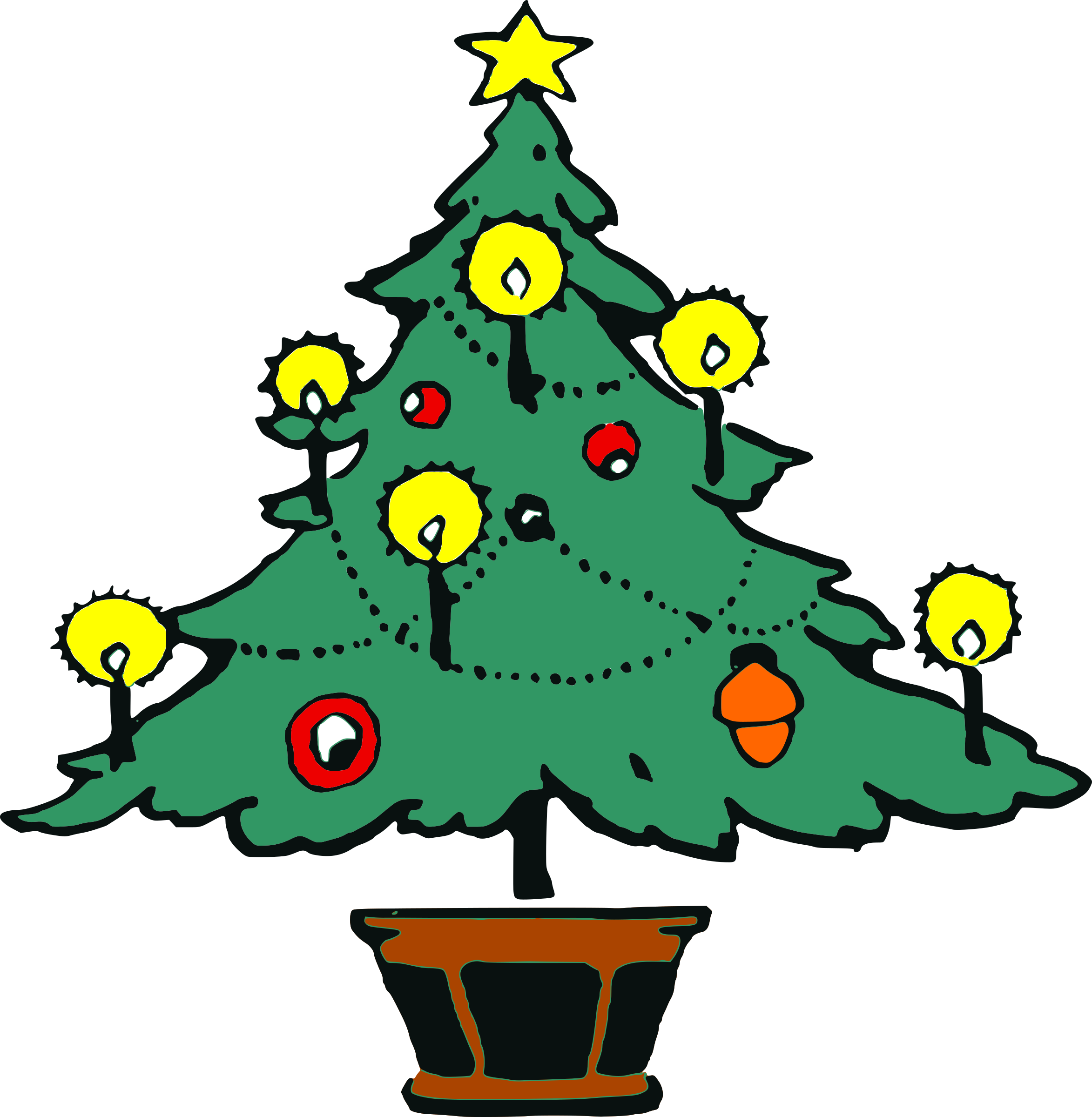 Cartoon Christmas Tree Transparent Background - Free To Use Christmas (2346x2400)