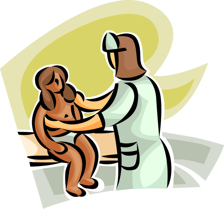 Vector Illustration Of Young Hospital Patient Receives - Illustration (749x700)