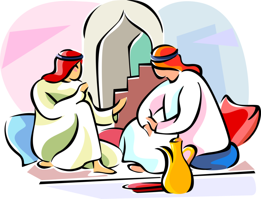 Vector Illustration Of Middle Easter Islamic Arab Men - Arab Culture Clipart (915x700)