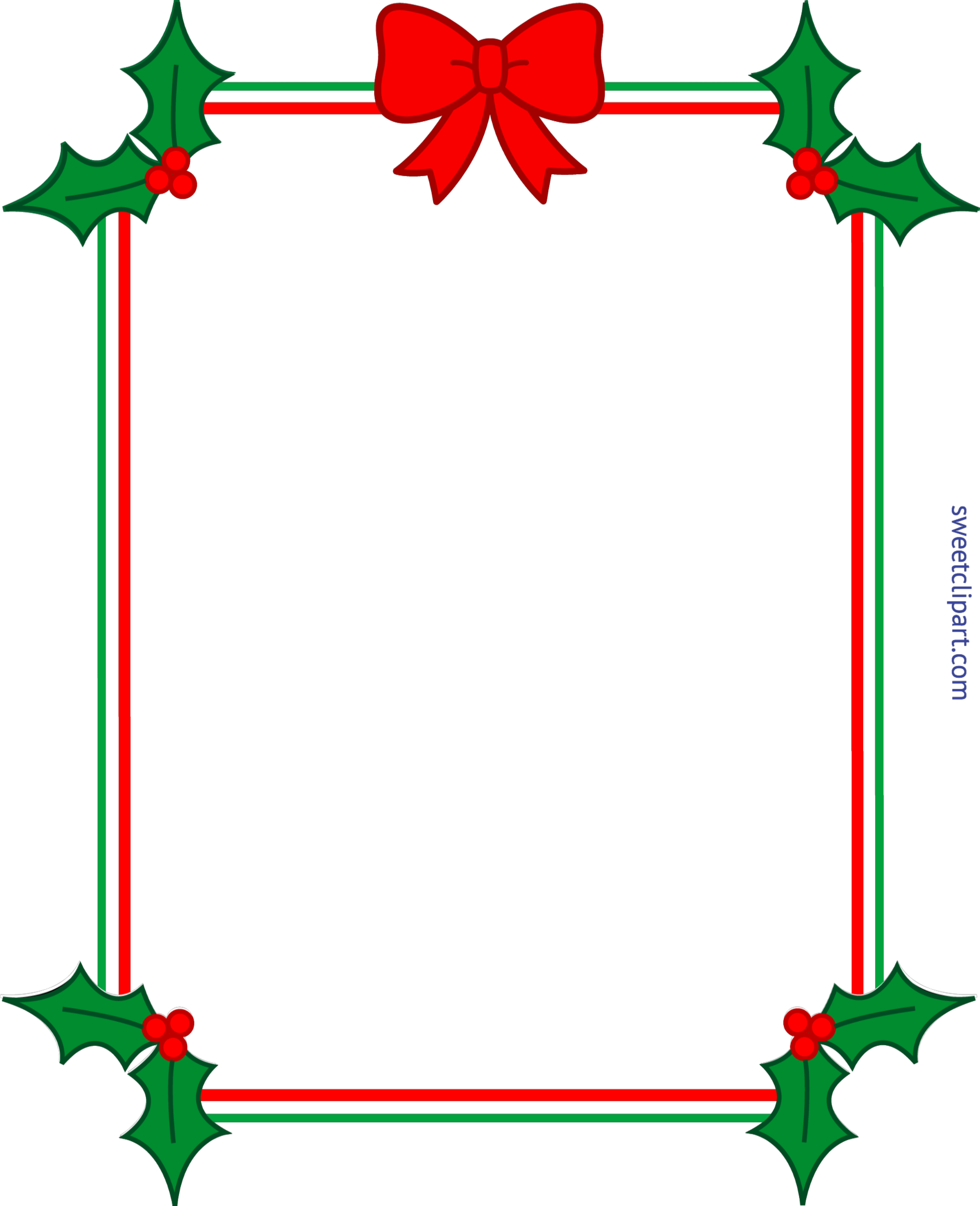 Clip Art Of Christmas Border Frame Holly Ribbon Sweet - Clip Art Of Christmas Border Frame Holly Ribbon Sweet (7018x8636)