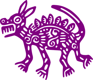 Mexican Ancient Coyote Art Painting Mexica - Mexico Large Wall Clock (392x340)