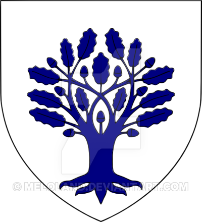 Blue Oak Tree On The Field Of White By Meloland - Oak Tree In Heraldry (400x440)
