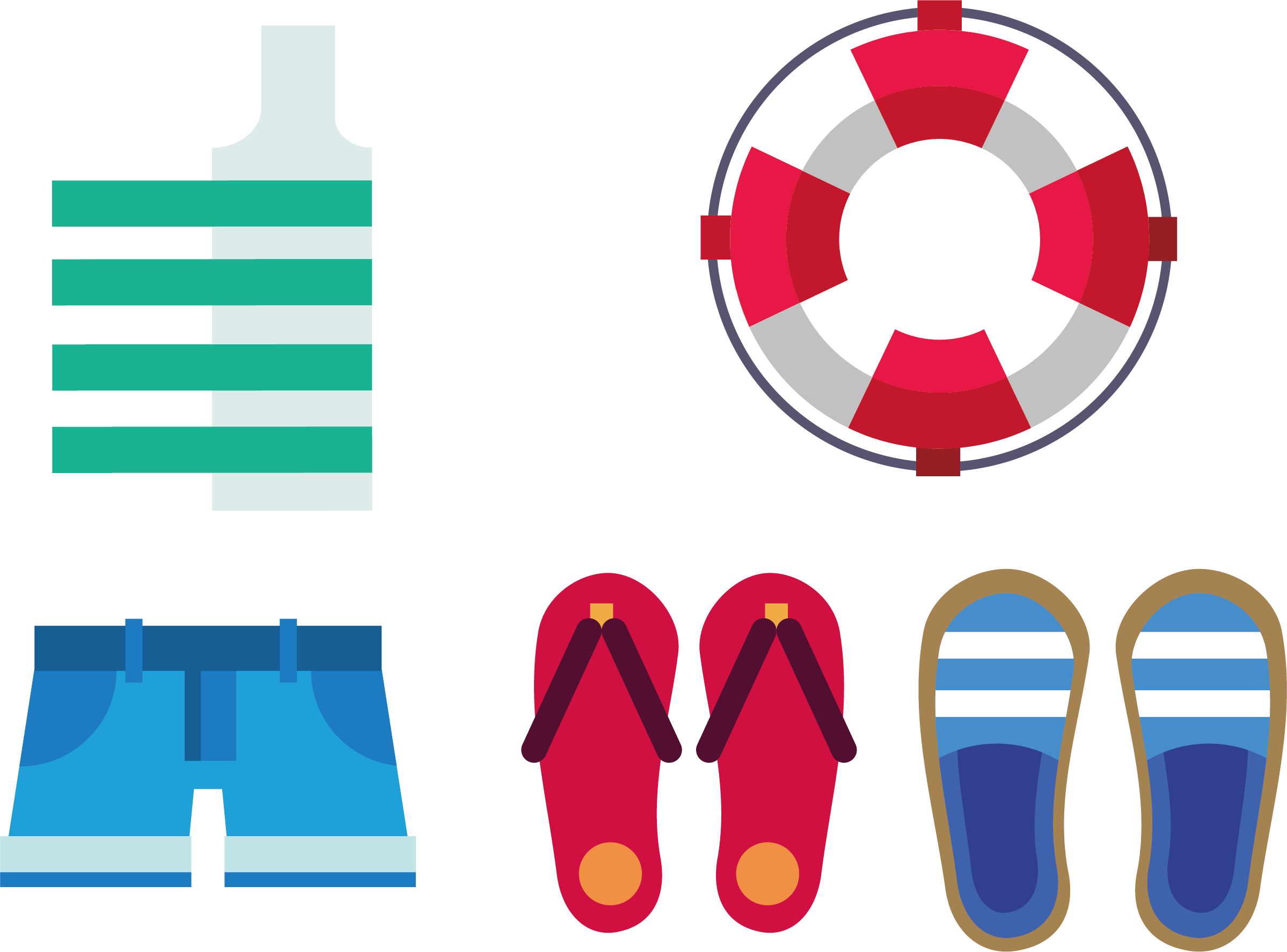 Summer Slippers Swim Ring Clothes - Summer Clothes Png (2398x1775)