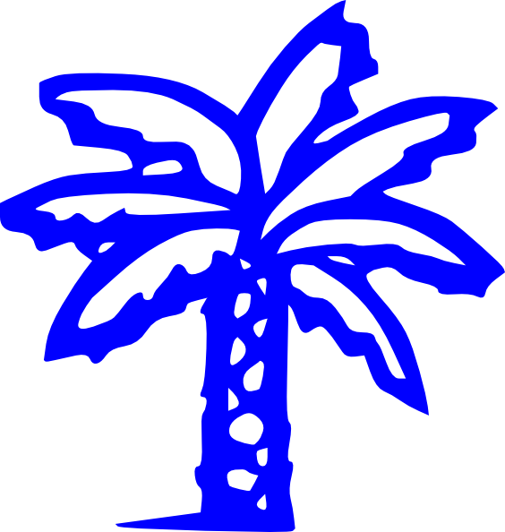 Blue Tree Clip Art At Clker - Palm Tree Clip Art Black (564x594)