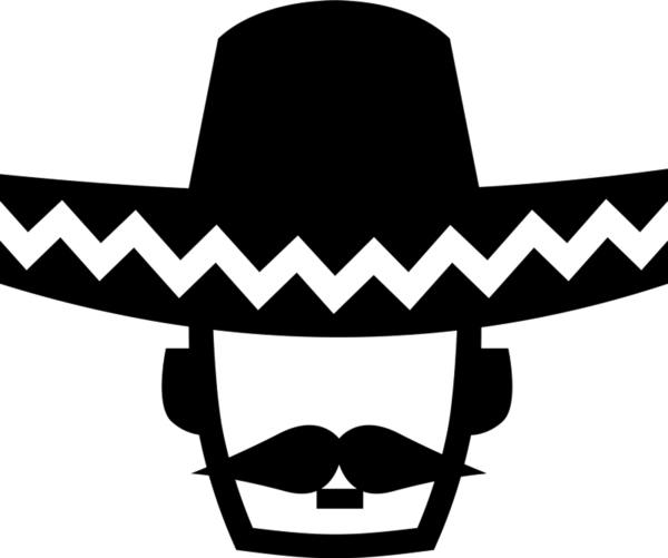 Mexican Man Wearing Sombrero Rubber Stamp - Hat (600x501)