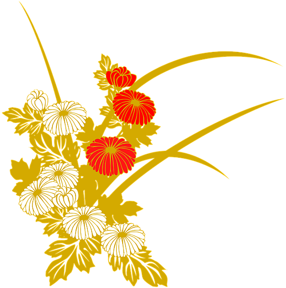 Chrysanthemum, Flowers, Autumn, Japanese Style - Kiku In Kanji Flower (640x640)