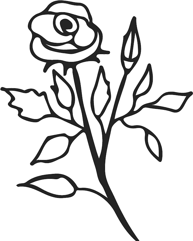 Rose Stem Outline Rubber Stamp - Postage Stamp (800x800)