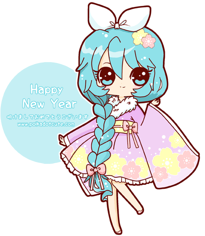 New Years Eve Tsuki By Pijenn - Cartoon (412x483)