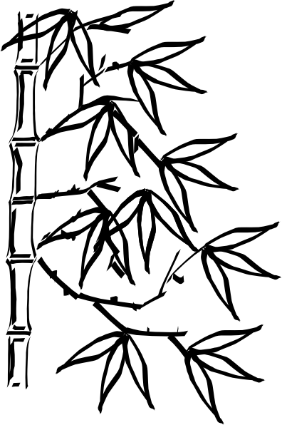 Bamboo Leaves Black And White (396x596)