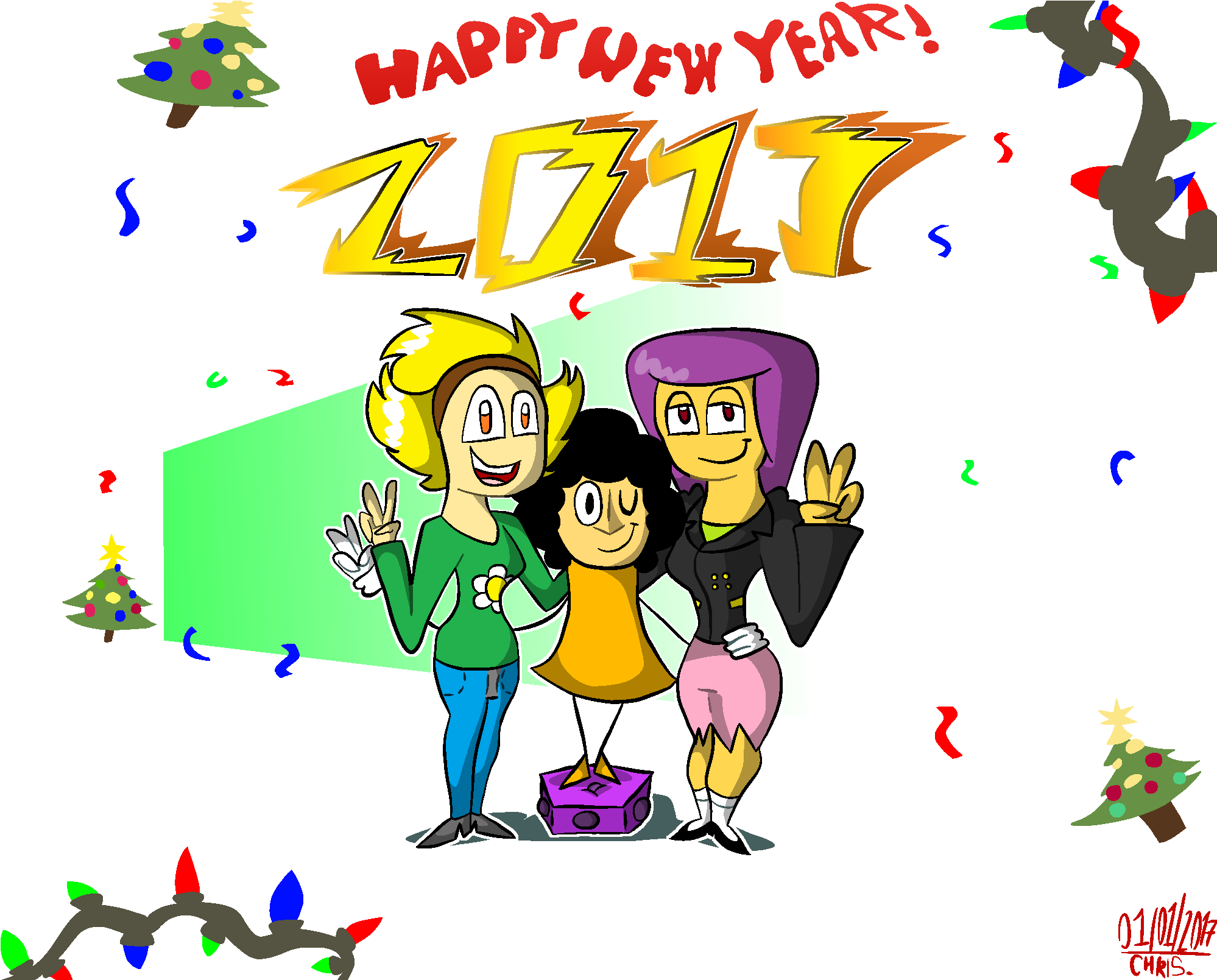 Happy New Year 2017 By Hrystina - Cartoon (2016x1608)