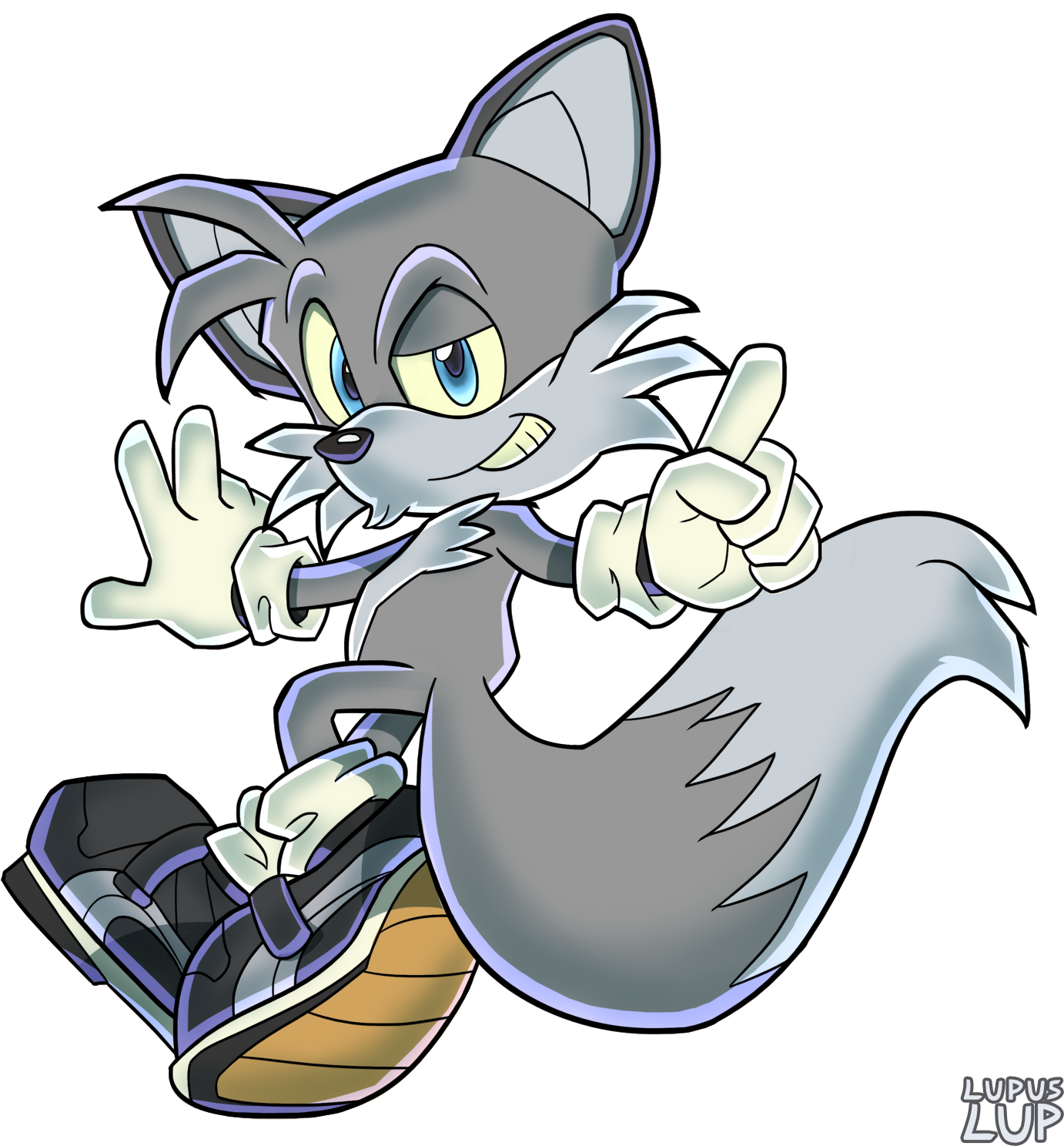 Lup In Sonic Style - Cartoon (1600x1558)