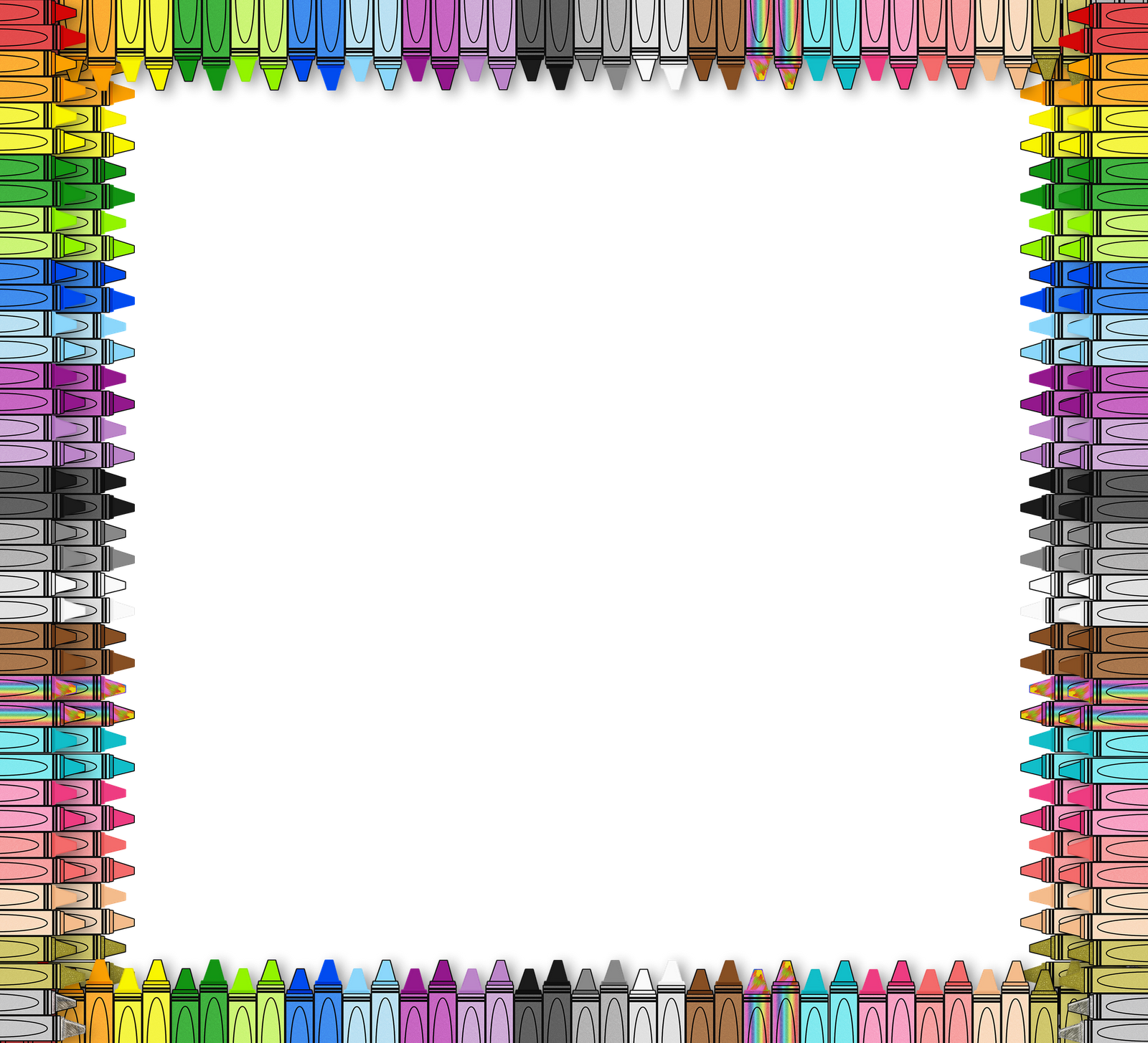 Color Clipart Border - Crayon Borders (1600x1455)