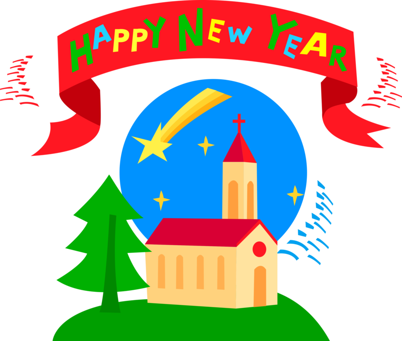 Vector Illustration Of Happy New Year Banner With Christian - Happy New Year (825x700)