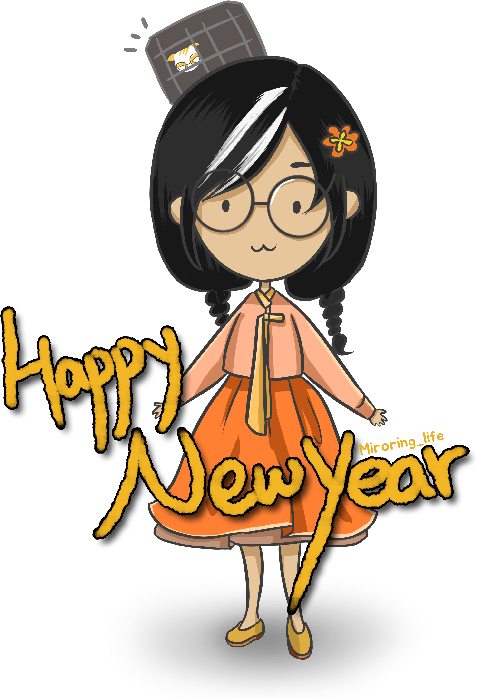 Happy New Year With Dokkaebi - Illustration (2034x2900)