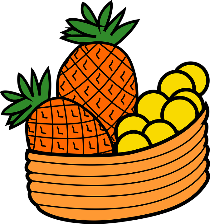 Cartoon Pineapple Cliparts 11, - Cartoon Fruit Basket (673x720)