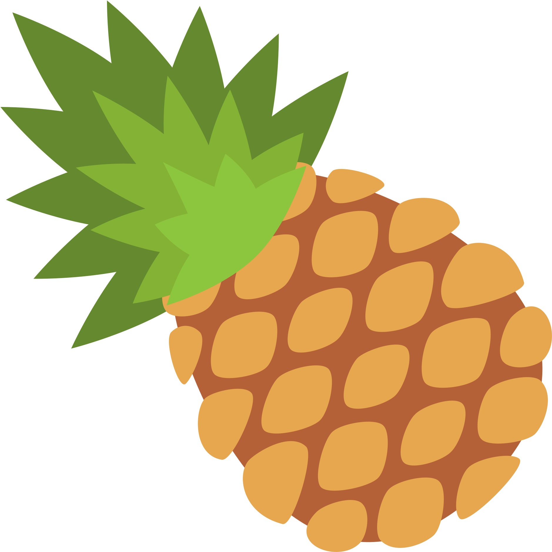 Green Pineapple Cliparts 12, - Frutas En Ingles Y Español (2000x2000)
