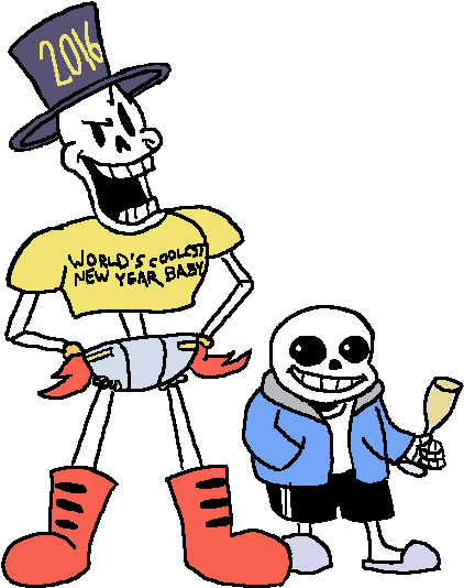 Happy New Year From Papyrus And Sans By Pleasepleasepepper - Cartoon (500x584)